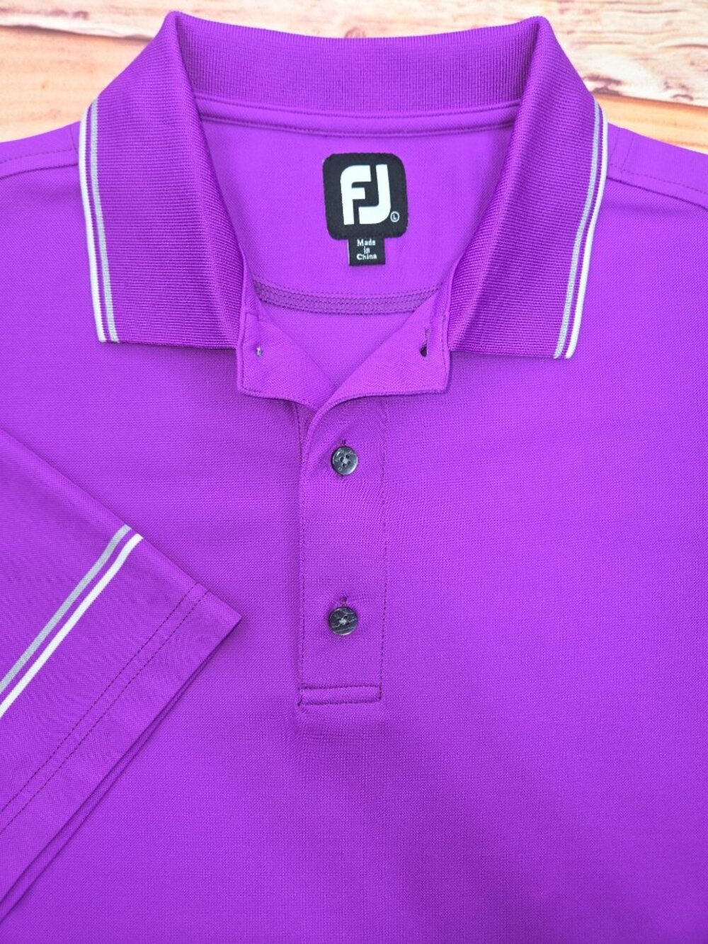 Footjoy Mens Purple Performance Polo Large Collar Stripes